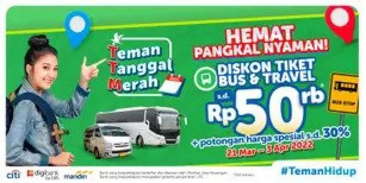 Promo Traveloka Periode 21 Mar - 3 Apr 2022, Diskon Tiket Bus & Travel s.d Rp 50.000 