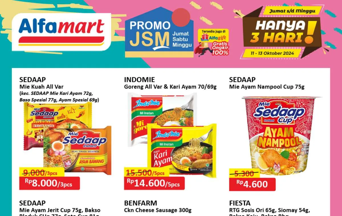 Promo JSM Alfamart Weekend Hari Ini, Mie Sedaap dan Indomie Beli Banyak Lebih Hemat