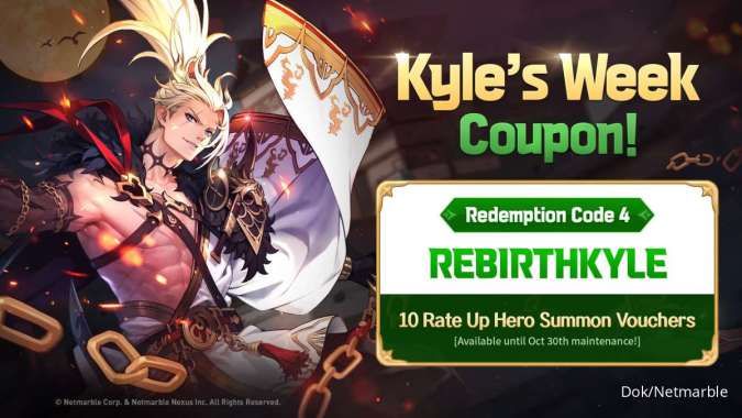 Kode redeem Seven Knights Rebirth Kyles Week Coupon! Redemption Code 4