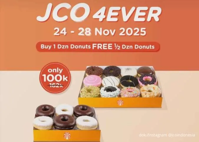 J.CO Promo 24-28 Nov 2025: Donat Plus Minuman Mulai Rp50 Ribu