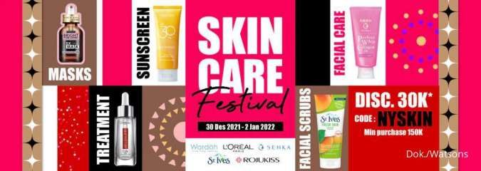 Promo Watsons Skincare Festival, Diskon s/d 50% & Harga Spesial hingga 2 Januari 2022