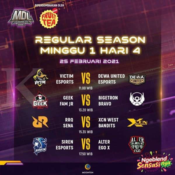Jadwal MDL Regular Season Minggu 1 Hari ke-4