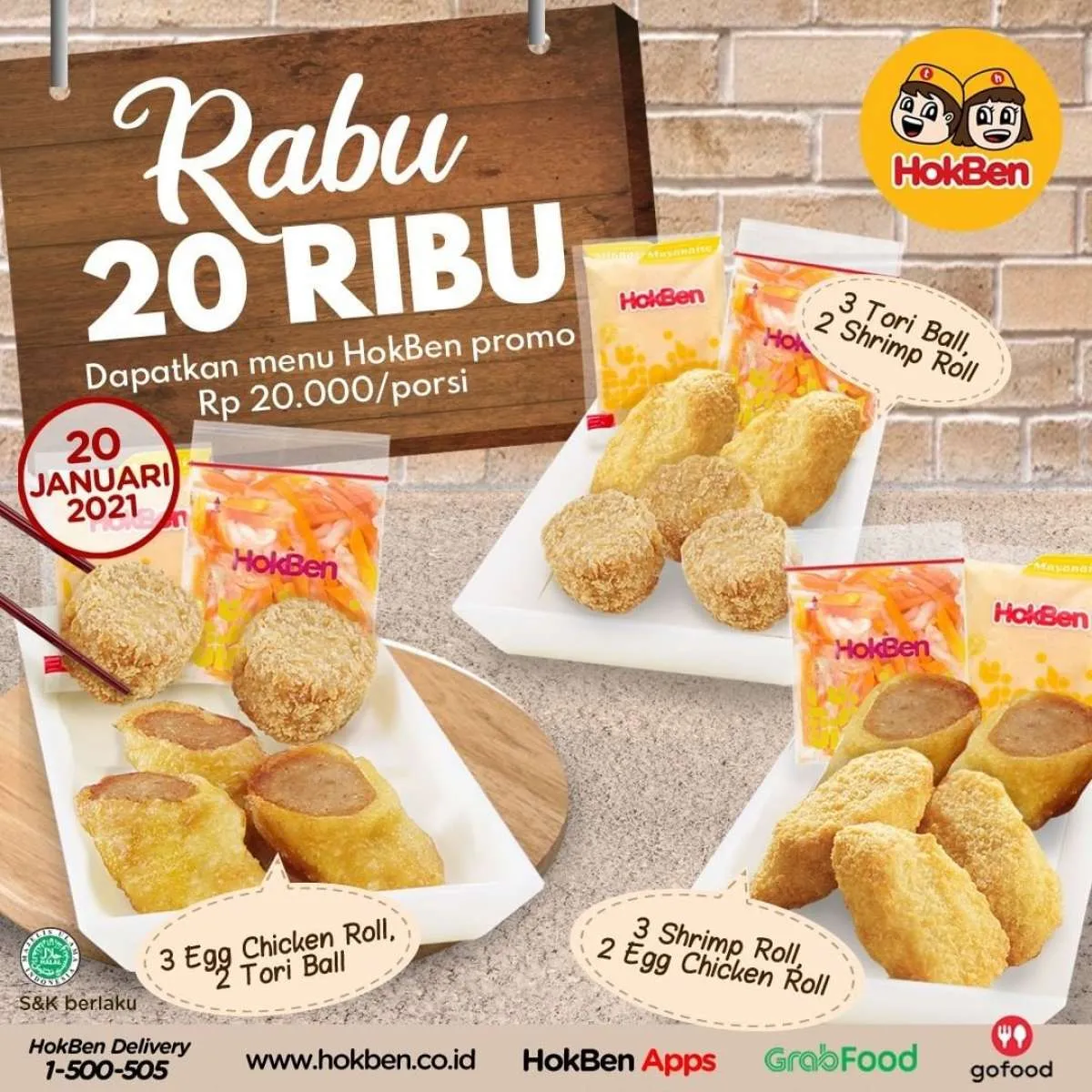 Promo HokBen hari ini 20 Januari 2021, Rp 20.000 per porsi!