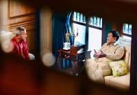 Prabowo Terima Menlu Singapura Vivian Balakrishnan di Hambalang