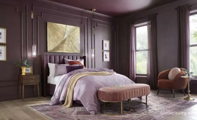 kamar tidur warna ungu