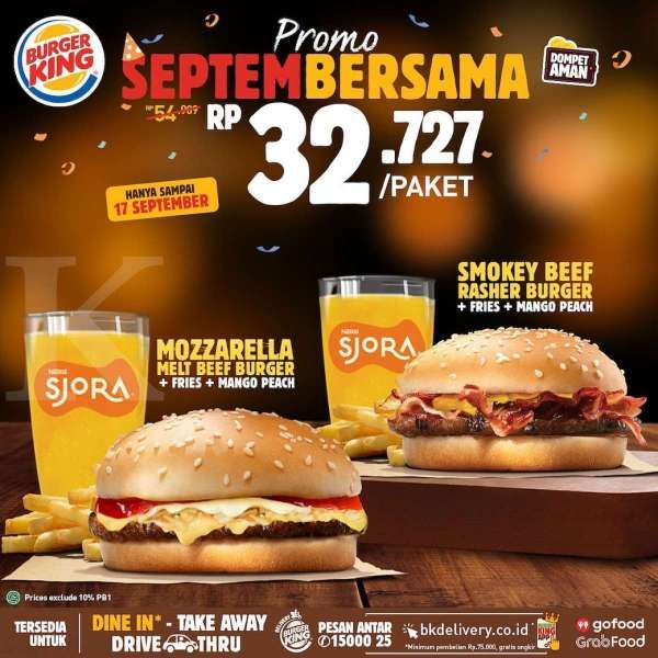 Promo Burger King ‘Septembersama’ 15-17 September 2020