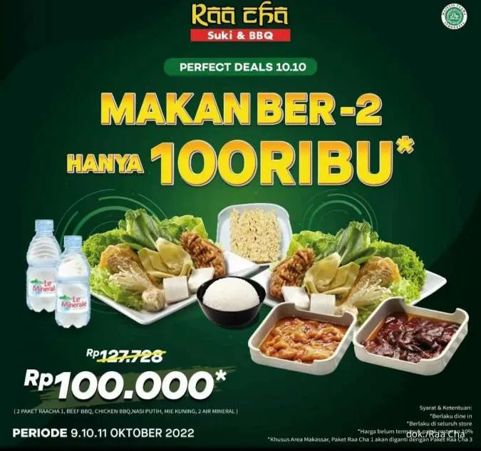 Promo 10.10 Raa Cha Paket Suki & BBQ Perfect Deals Cuma Rp 100.000