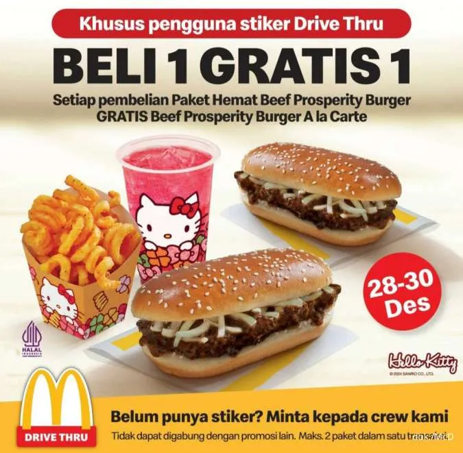 Promo McD Beli 1 Gratis 1 via Drive Thru: Prosperity Burger