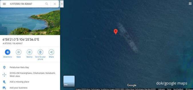 Viral foto kapal karam di Pantai Cikembang, ini link Google Maps untuk melihatnya