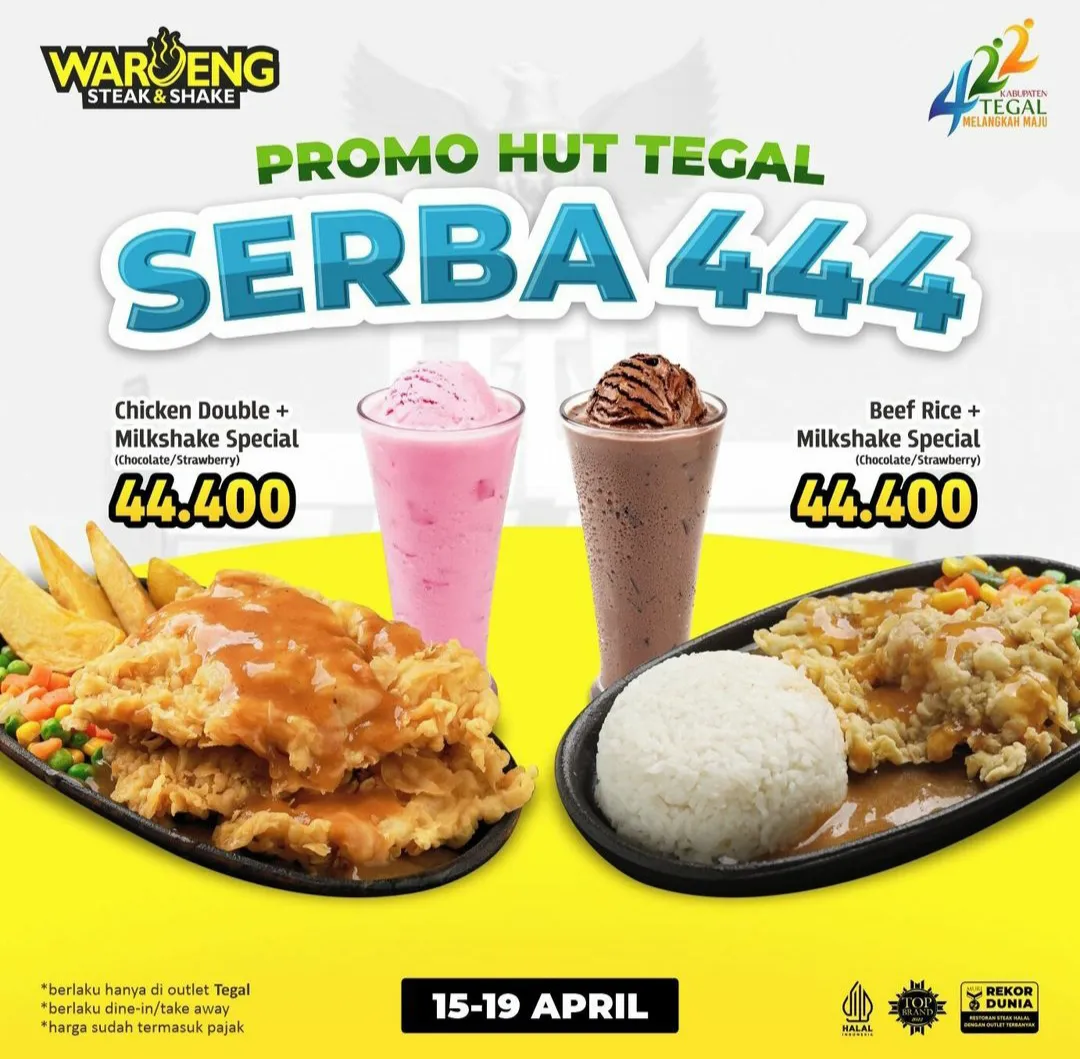 Waroeng steak HUT Kota Tegal ke 444 buan April 2024