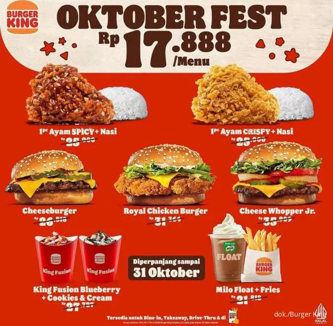Promo Burger King Oktober 2023: Paket oktober fest