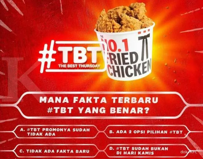 Promo Akhir Tahun KFC 30 Desember 2021, Paket TBT 1 atau TBT 2 Cuma Rp 115.000 nett