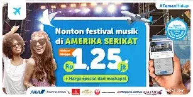 Diskon Tiket Pesawat ke Amerika hingga Rp 1,25 Juta di Traveloka