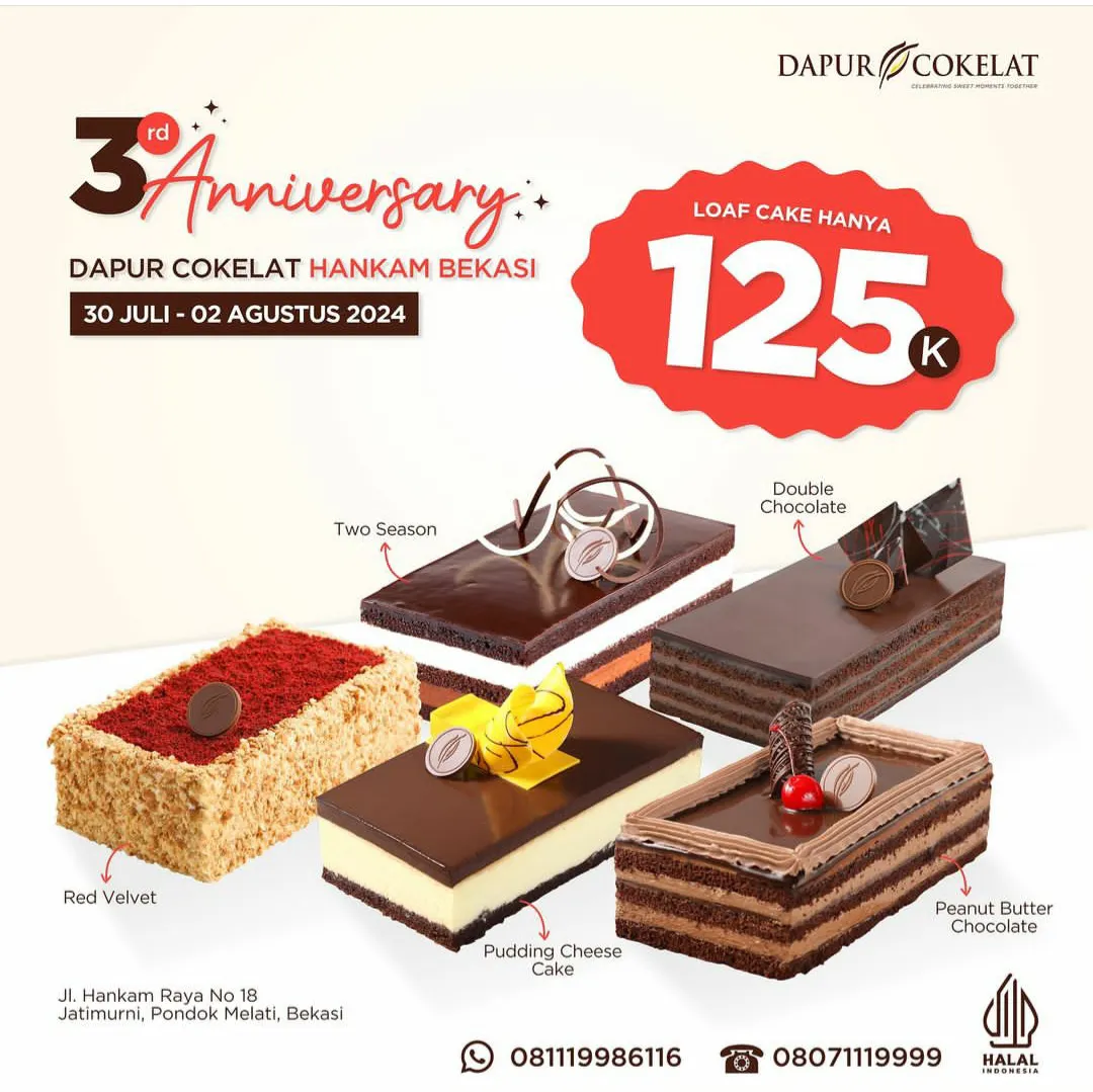 Promo anniversary Dapur Cokelat Hankam Bekasi