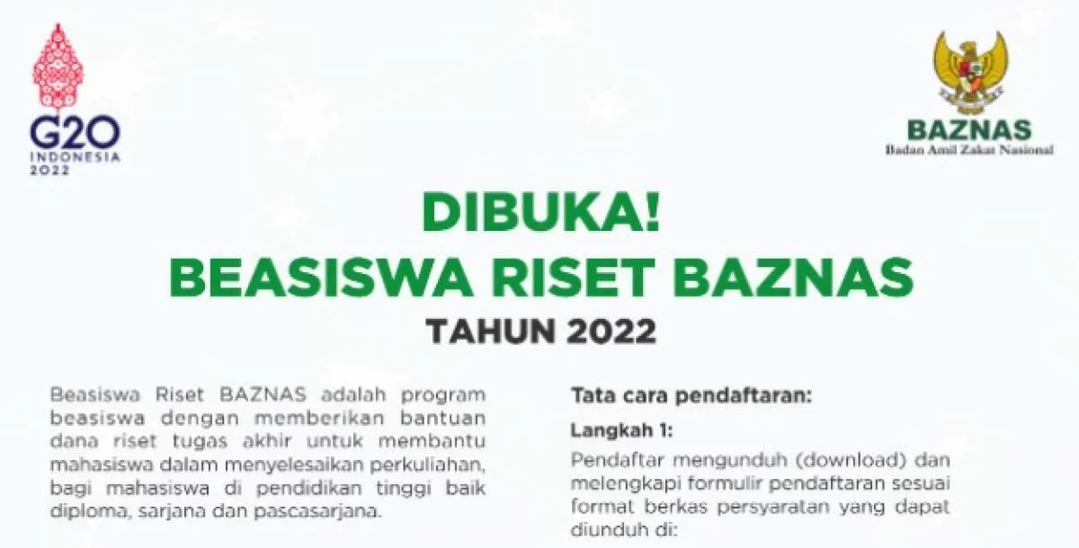 Baznas Buka Beasiswa Riset 2022, Mahasiswa yang Butuh Dana Tugas Akhir Bisa Daftar
