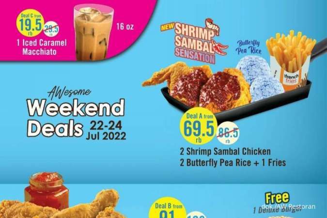 Promo Weekend AW Restoran Ada Ayam Sambal Udang dan Nasi Biru Berlaku 22-24 Juli 2022