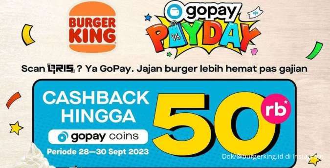 Promo Burger King Terbaru 29 September 2023, Cashback 50% dengan Gopay Saat Gajian