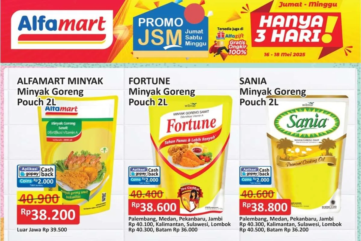 Promo Minyak Goreng Weekend 16-18 Mei 2025 di Indomaret, JSM Alfamart dan Superindo