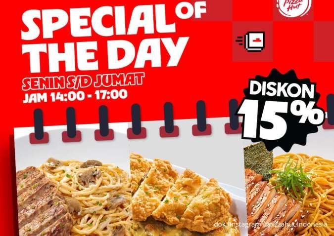 Promo Pizza Hut Tiap Senin-Jumat: Nikmati Nasi, Pasta, Dessert & Minuman Diskon 15%