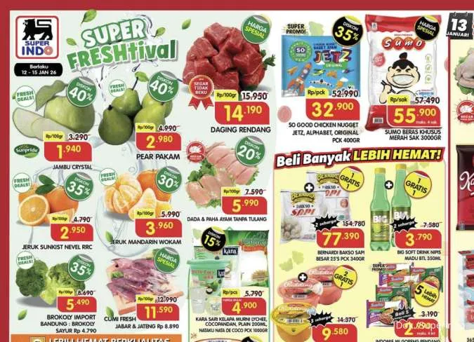 Katalog Promo Superindo Weekday Diskon hingga 40% Periode 12-15 Januari 2026