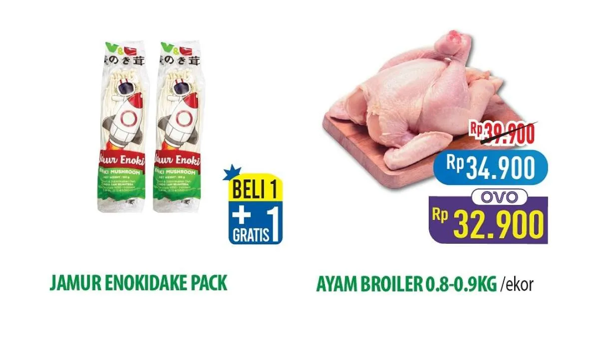 Promo Hypermart Weekday 6-8 Mei 2025, Beli 1 Gratis 1 Jamur Enoki dan Frestea