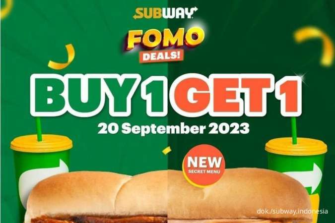 Promo Subway 1 Hari Edisi 20 September 2023, Buy 1 Get 1 Free New Secret Menu