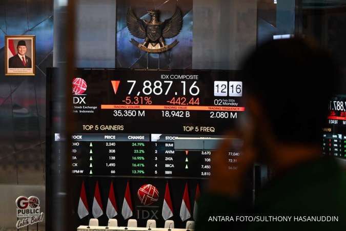 IHSG Ambruk 4,88% ke 7.922, Top Losers LQ45: MBMA, MDKA dan EMTK, Senin (2/2)