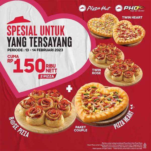 Promo Pizza Hut Spesial Valentine 13-14 Februari 2023, Paket 2 Pizza untuk yang Tersayang