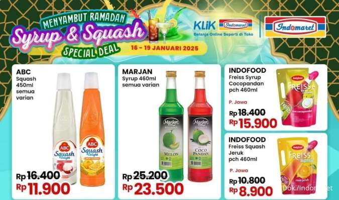 Promo Indomaret Sambut Ramadan 16-19 Januari 2025, Sirup Marjan-ABC Harga Spesial