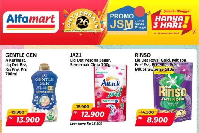Promo JSM Alfamart 21-23 November 2025, Dapatkan Deterjen Mulai Rp 8.900