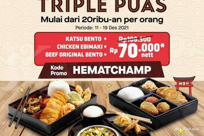 Promo Gokana 13-19 Desember 2021, Triple Puas 3 Porsi Besar Rp 70.000 via GrabFood