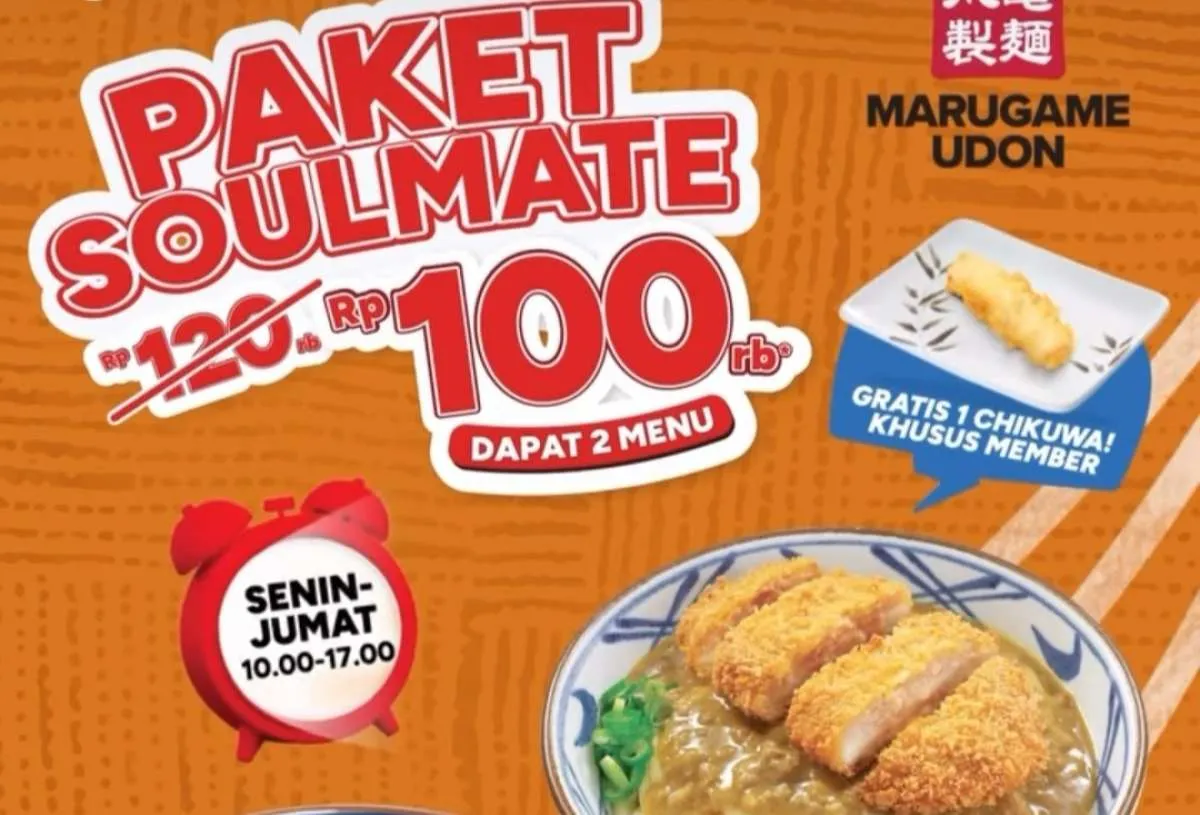 Promo Marugame Udon Paket Soulmate 8-25 September, Rp 100.000 Dapat 2 Menu Spesial