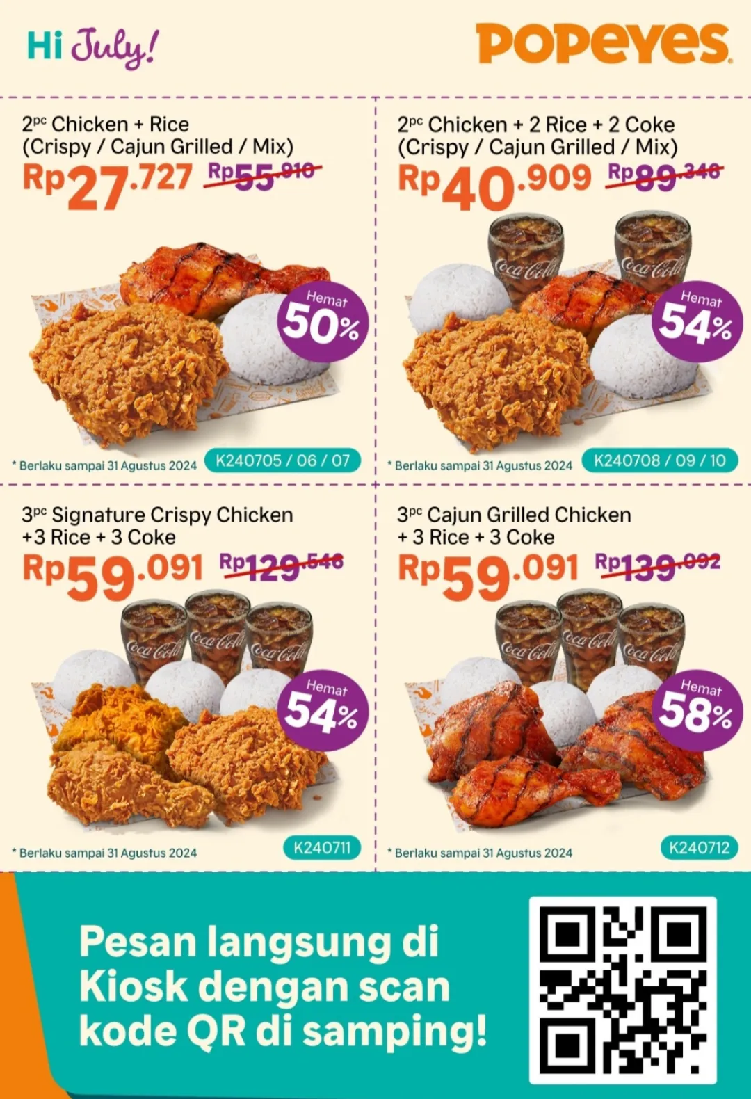 Popeyes promo Kupon Juli-Agustus 2024