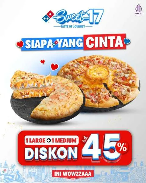 Promo Dominos Pizza Siapa Yang Cinta Diskon 45%