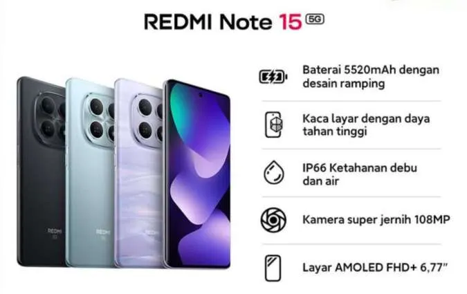 Redmi Note 15: Layar AMOLED 3.200 Nits, Skor AnTuTu 800 Ribuan