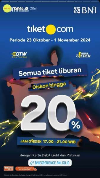 Promo Tiket.com dengan BNI 23 Oktober-1 November 2024