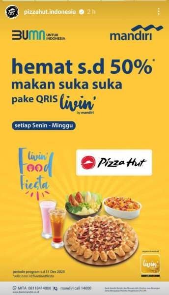 Promo Pizza Hut Bersama Livin by Mandiri Terbaru Oktober 2023