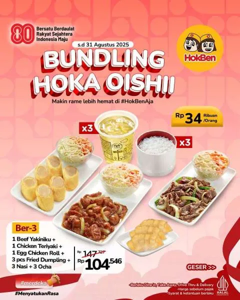 Promo HokBen Bundling Hoka Oishii Agustus Bertiga