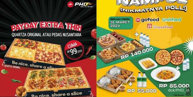 2 Promo PHD Payday Extra THR hingga 31 Maret 2024, 1 Quartza Pizza Rp 99.000