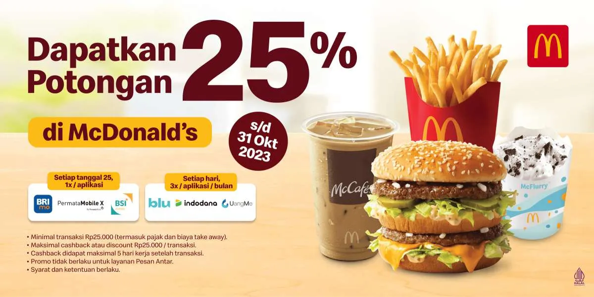 Promo McD Juni-Oktober 2023, Bayar Cashless Dapat Diskon atau Cashback Rp 25.000
