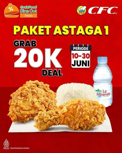 Promo CFC dengan GrabFood Paket Astaga 1 Hemat