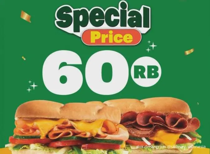 Promo Subway Anniversary 60 Tahun 28-29 Agustus, 2 Sandwich Favorit Cuma Rp 60.000