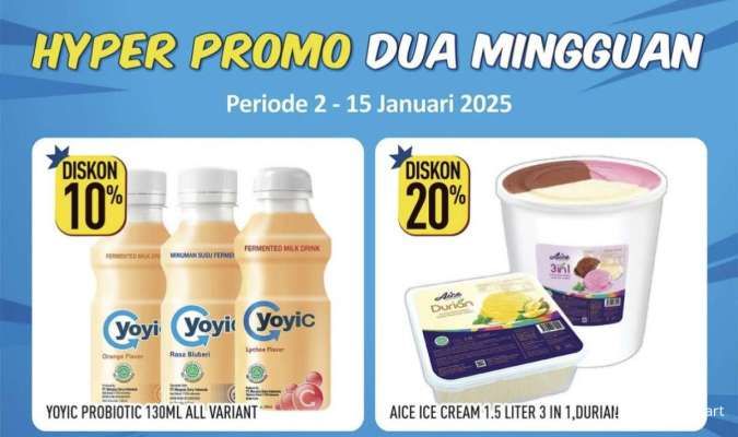 Promo Hypermart Dua Mingguan Periode 2-15 Januari 2025, Es Krim Literan Diskon 20%