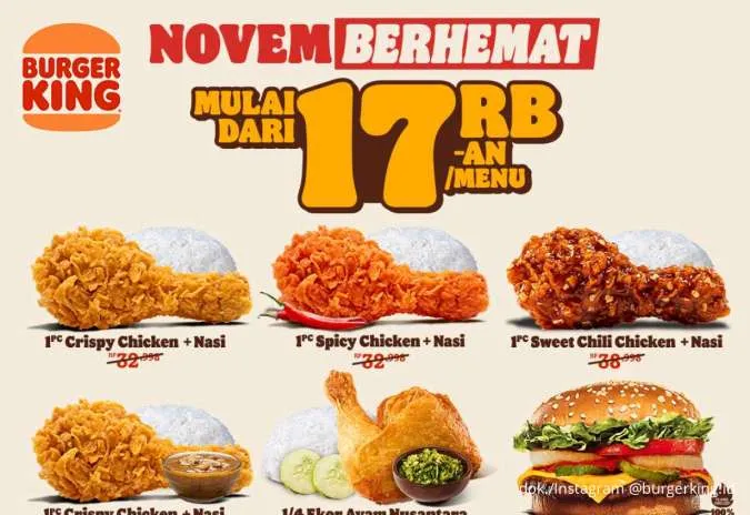 Promo Burger King NovemBerhemat 2025, Nikmati 12 Menu Favorit Mulai Rp 17.000-an