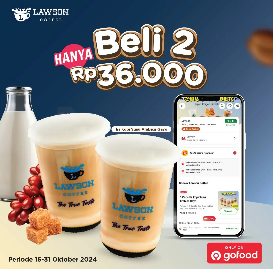 Lawson Promo beli 2 kopi Rp 36.000