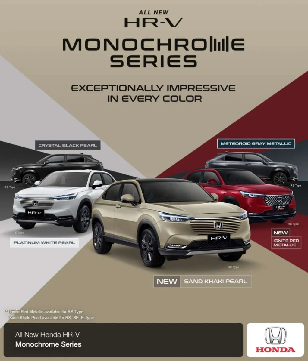 Honda Siapkan Warna Monochrome Sand Khaki Pearl & Ignite Red Metallic All New HR-V