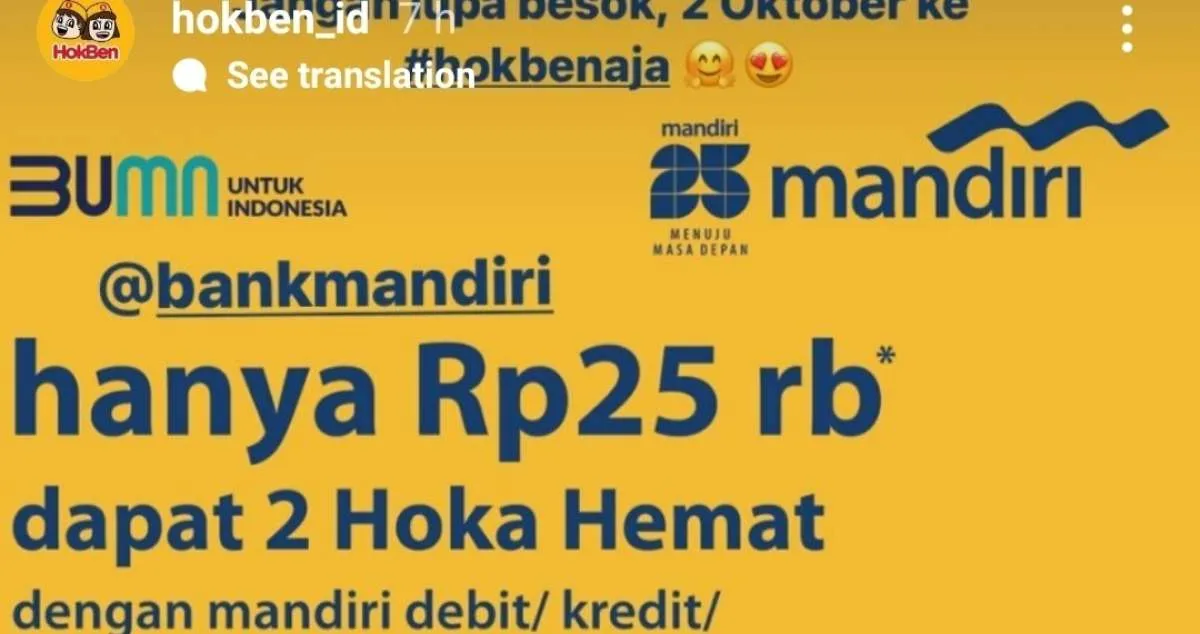 Promo HokBen Spesial HUT Bank Mandiri 2 Oktober 2023, Promo Hemat Hanya Hari Ini!