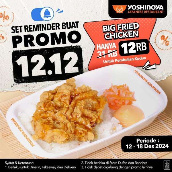 Promo 12.12 Yoshinoya 12-18 Desember 2024