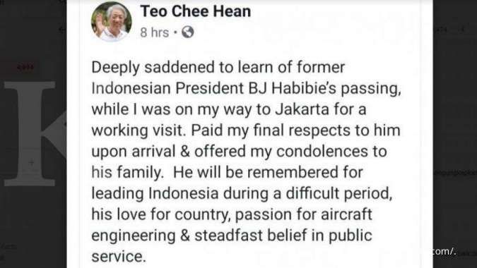 Menteri senior Singapura ini merasa kehilangan sosok BJ Habibie