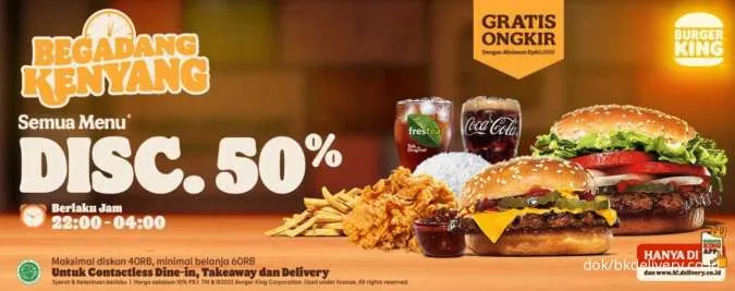 Paket Begadang Kenyang di Promo Burger King Juli 2023 Dapat Semua Menu Diskon 50%